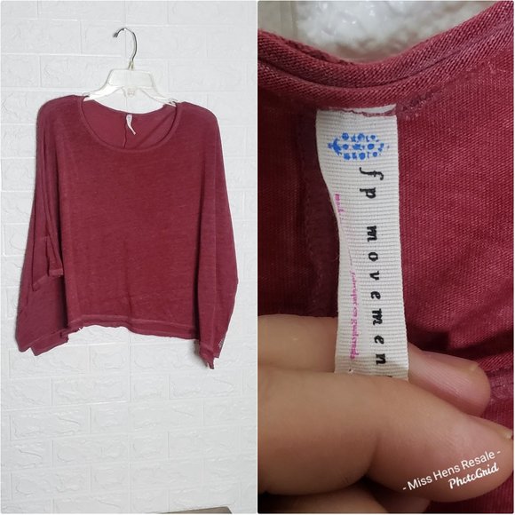 FREE PEOPLE MOVEMENT EUC ANTHRO BURN BABY BURN RED LOOSE FIT TOP - Picture 2 of 5